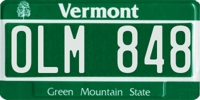 VT license plate OLM848