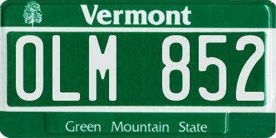 VT license plate OLM852