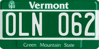 VT license plate OLN062