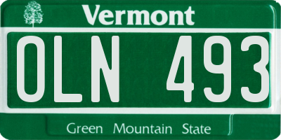 VT license plate OLN493