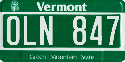 VT license plate OLN847