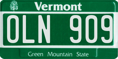 VT license plate OLN909