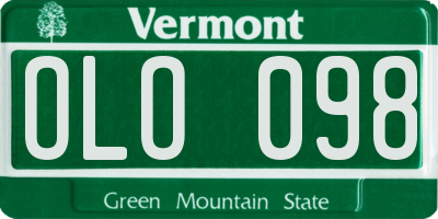VT license plate OLO098