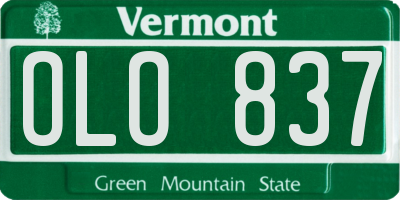 VT license plate OLO837