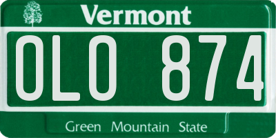 VT license plate OLO874
