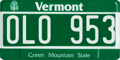 VT license plate OLO953