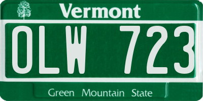 VT license plate OLW723