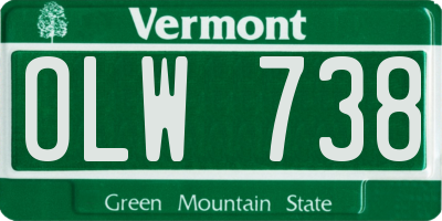 VT license plate OLW738