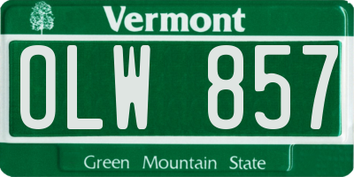 VT license plate OLW857