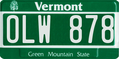 VT license plate OLW878