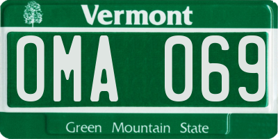 VT license plate OMA069