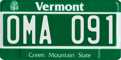 VT license plate OMA091