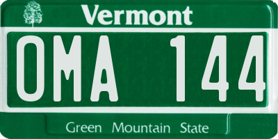 VT license plate OMA144