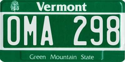 VT license plate OMA298