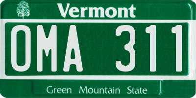 VT license plate OMA311