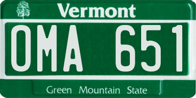 VT license plate OMA651