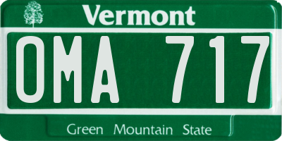 VT license plate OMA717