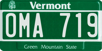 VT license plate OMA719