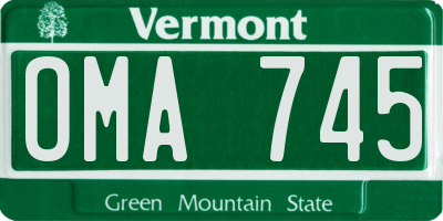 VT license plate OMA745