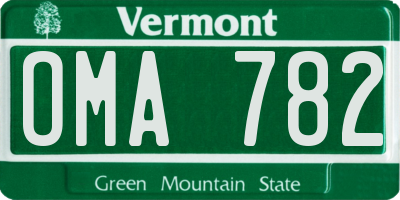 VT license plate OMA782