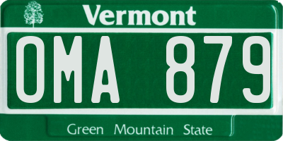 VT license plate OMA879