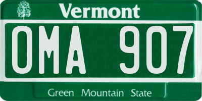 VT license plate OMA907