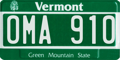 VT license plate OMA910