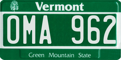 VT license plate OMA962