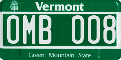 VT license plate OMB008