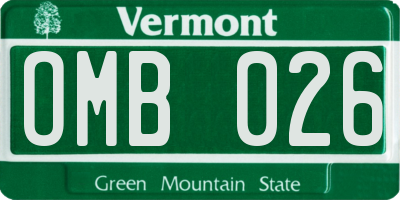 VT license plate OMB026