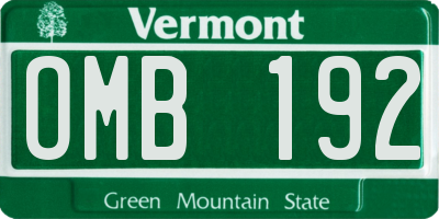 VT license plate OMB192