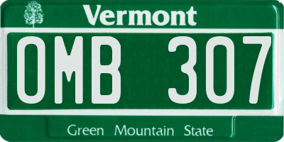 VT license plate OMB307