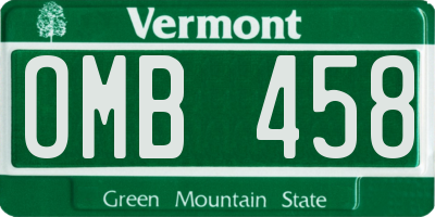 VT license plate OMB458