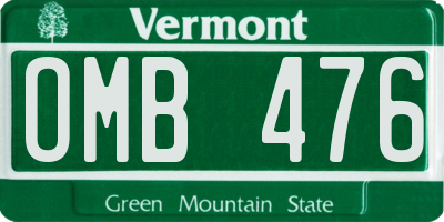 VT license plate OMB476