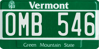 VT license plate OMB546