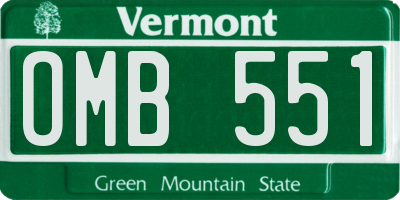 VT license plate OMB551