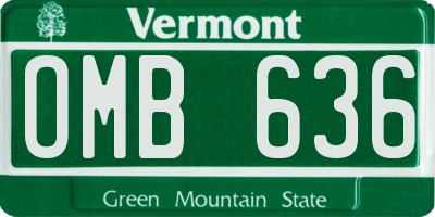 VT license plate OMB636