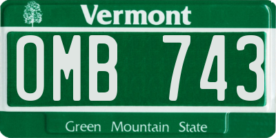 VT license plate OMB743