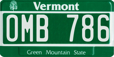 VT license plate OMB786