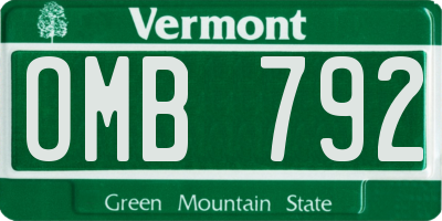 VT license plate OMB792