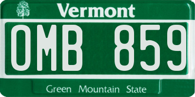 VT license plate OMB859