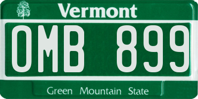 VT license plate OMB899