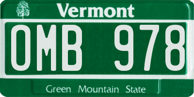 VT license plate OMB978
