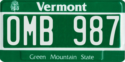 VT license plate OMB987