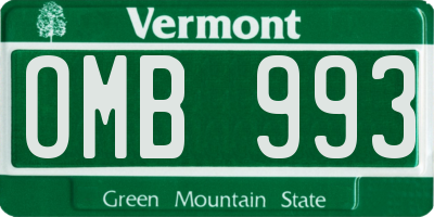 VT license plate OMB993
