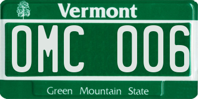 VT license plate OMC006