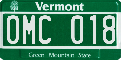 VT license plate OMC018