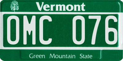 VT license plate OMC076