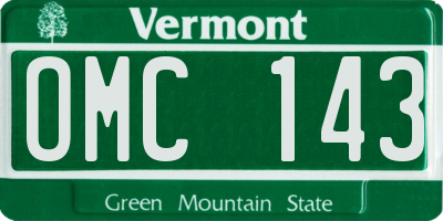 VT license plate OMC143
