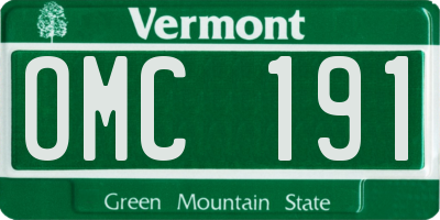VT license plate OMC191